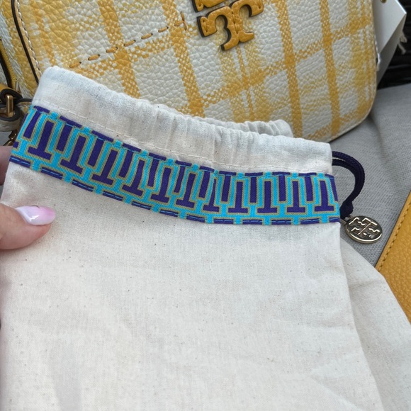 NWT Tory Burch McGraw Yellow Plaid Leather Crossbody Bag - Picture 10 of 13